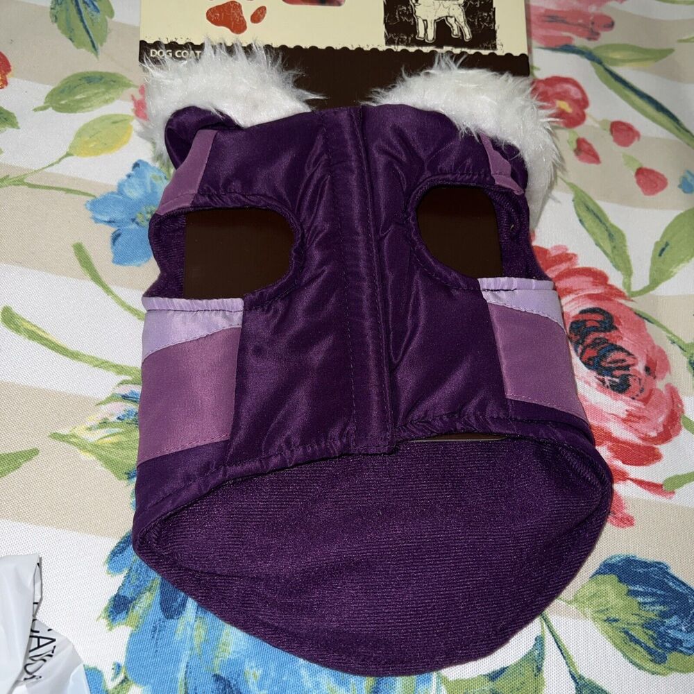 NWT Puffer Dog Coat Jacket Size XS Purples Pinks 9-11 In Base Of Neck To Tail